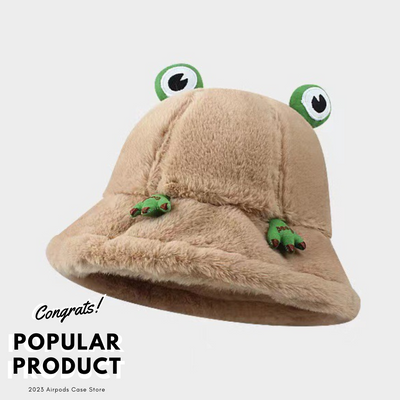【HAT】蛙 ふわふわ 5色 ボアバケットハット