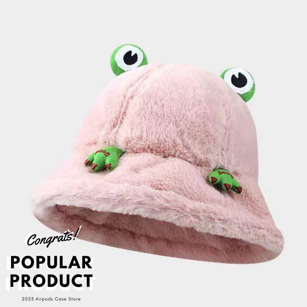 【HAT】蛙 ふわふわ 5色 ボアバケットハット