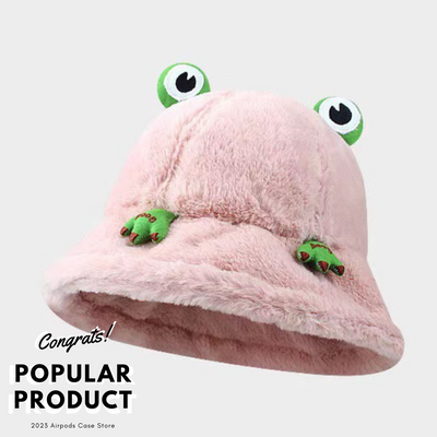 【HAT】蛙 ふわふわ 5色 ボアバケットハット