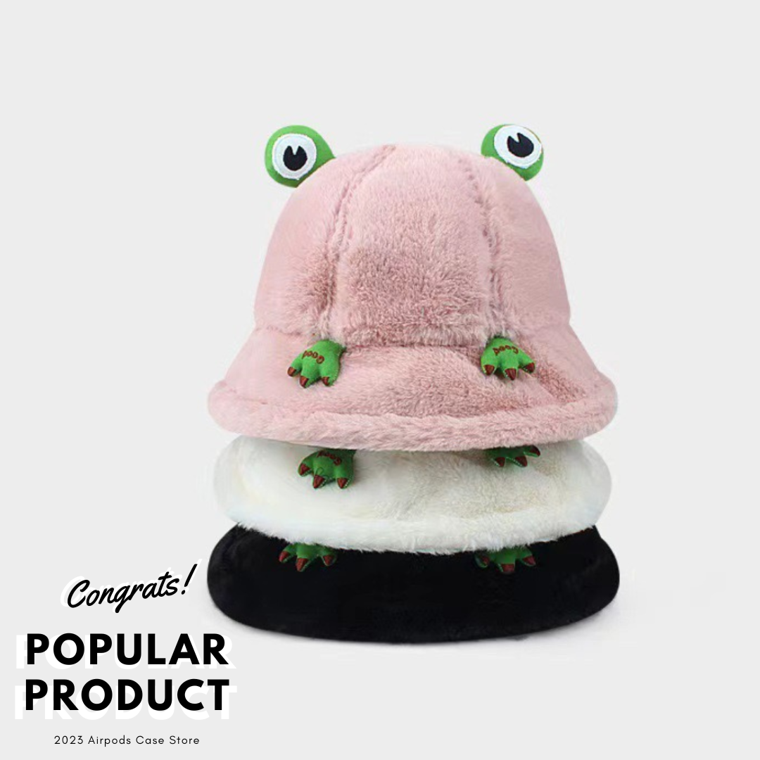 【HAT】蛙 ふわふわ 5色 ボアバケットハット