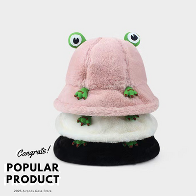 【HAT】蛙 ふわふわ 5色 ボアバケットハット