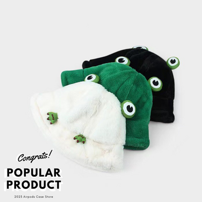 【HAT】蛙 ふわふわ 5色 ボアバケットハット