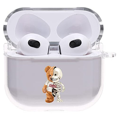 【AIRPODS CASE】Airpods pro ケース おしゃれ 韓国 Airpods pro2 ケース かわいい PC くま  (AirpodsPro(第1/2世代) クリア)