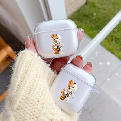 【AIRPODS CASE】Airpods pro ケース おしゃれ 韓国 Airpods pro2 ケース かわいい PC くま  (AirpodsPro(第1/2世代) クリア)