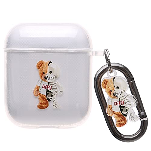 【AIRPODS CASE】Airpods pro ケース おしゃれ 韓国 Airpods pro2 ケース かわいい PC くま  (AirpodsPro(第1/2世代) クリア)