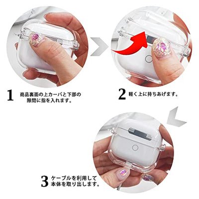 【AIRPODS CASE】Airpods pro ケース おしゃれ 韓国 Airpods pro2 ケース かわいい PC くま  (AirpodsPro(第1/2世代) クリア)