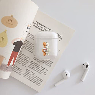 【AIRPODS CASE】Airpods pro ケース おしゃれ 韓国 Airpods pro2 ケース かわいい PC くま  (AirpodsPro(第1/2世代) クリア)