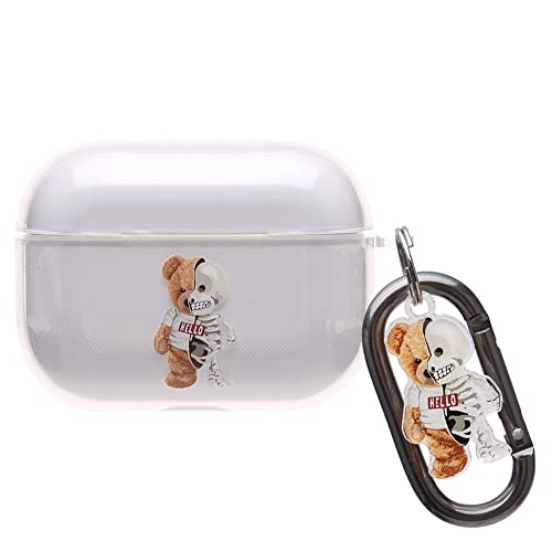 【AIRPODS CASE】Airpods pro ケース おしゃれ 韓国 Airpods pro2 ケース かわいい PC くま  (AirpodsPro(第1/2世代) クリア)