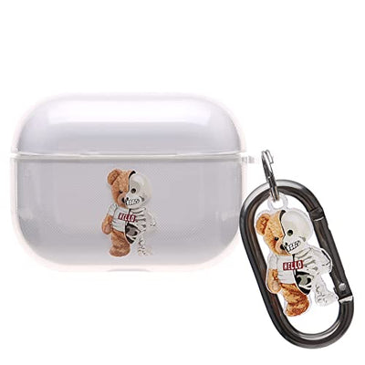 【AIRPODS CASE】Airpods pro ケース おしゃれ 韓国 Airpods pro2 ケース かわいい PC くま  (AirpodsPro(第1/2世代) クリア)