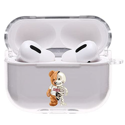 【AIRPODS CASE】Airpods pro ケース おしゃれ 韓国 Airpods pro2 ケース かわいい PC くま  (AirpodsPro(第1/2世代) クリア)