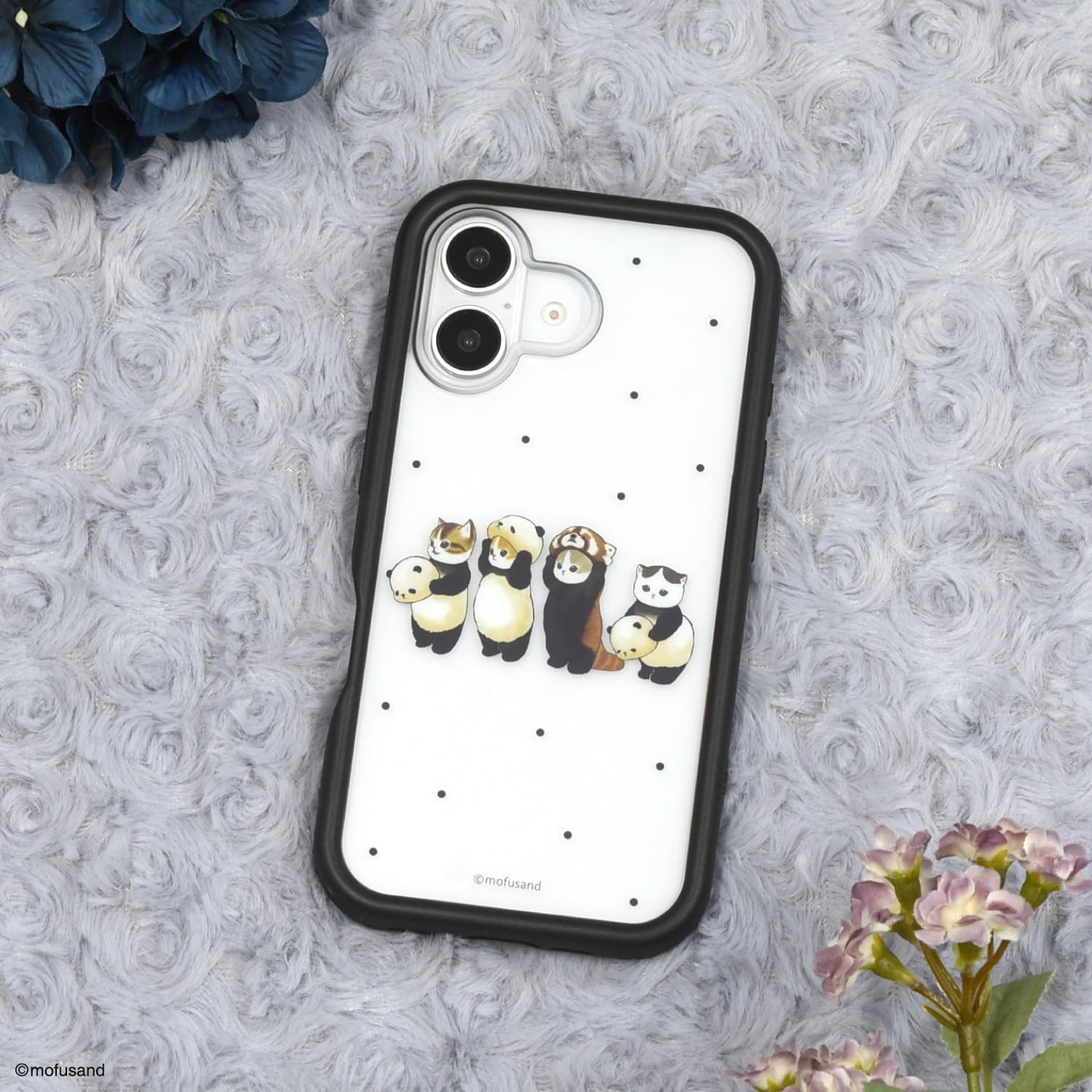 【IPHONE CASE】グルマンディーズ mofusand iPhone16 対応 プランプフレームケース ブラック