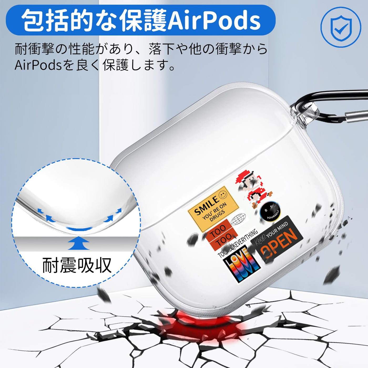 【AIRPODS CASE】 おしゃれ かわいい AirPods Pro 第2世代 ケース 韓国 おもしろ ステッカー