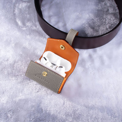 【AIRPODS CASE】本革 AirPods Pro ケース シュリンクレザー スムースレザー バイカラー ポップ メンズ レディース エアーポッツプロ レザー 保護 カバー 充電 APpro-Grege