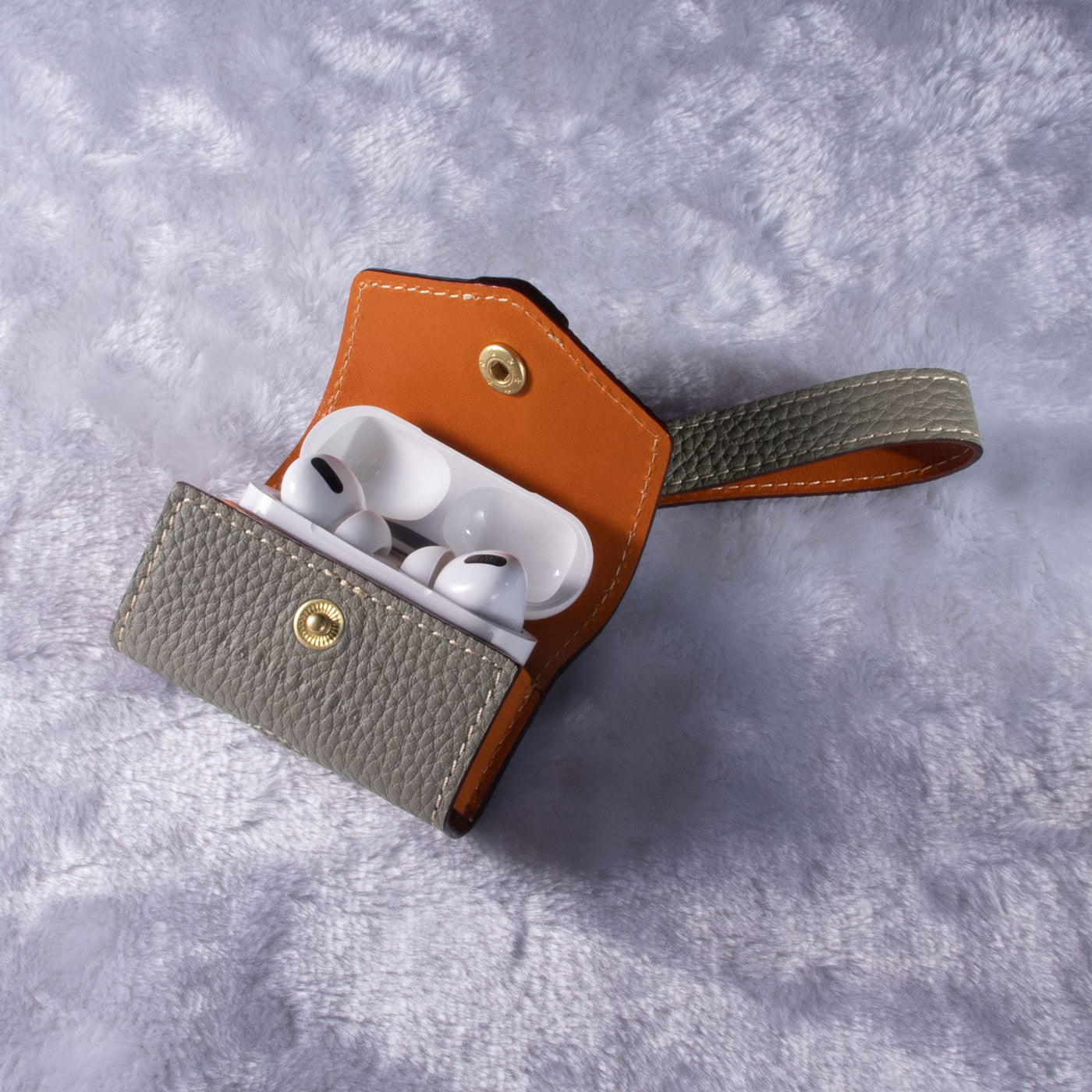 【AIRPODS CASE】本革 AirPods Pro ケース シュリンクレザー スムースレザー バイカラー ポップ メンズ レディース エアーポッツプロ レザー 保護 カバー 充電 APpro-Grege