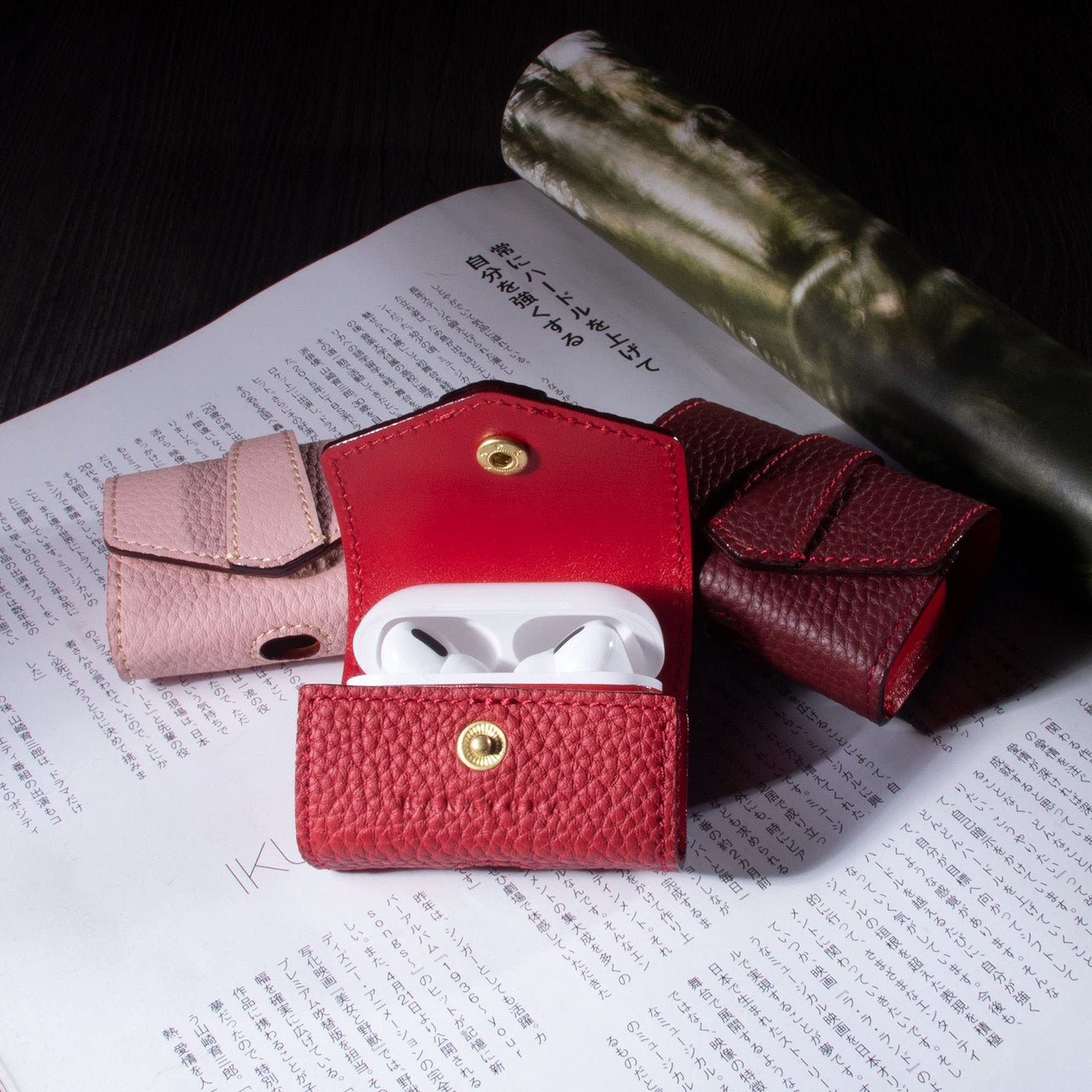 【AIRPODS CASE】本革 AirPods Pro ケース シュリンクレザー スムースレザー バイカラー ポップ メンズ レディース エアーポッツプロ レザー 保護 カバー 充電 APpro-Grege