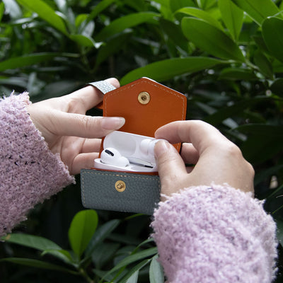 【AIRPODS CASE】本革 AirPods Pro ケース シュリンクレザー スムースレザー バイカラー ポップ メンズ レディース エアーポッツプロ レザー 保護 カバー 充電 APpro-Grege