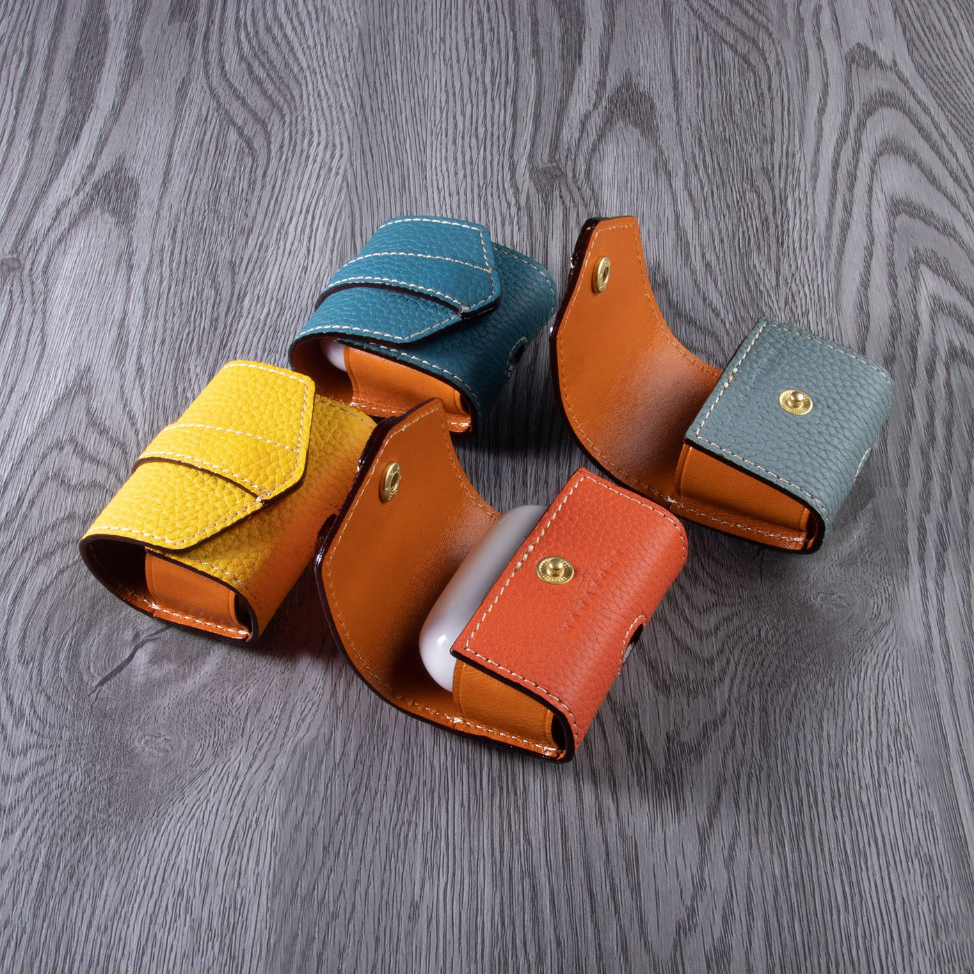 【AIRPODS CASE】本革 AirPods Pro ケース シュリンクレザー スムースレザー バイカラー ポップ メンズ レディース エアーポッツプロ レザー 保護 カバー 充電 APpro-Grege