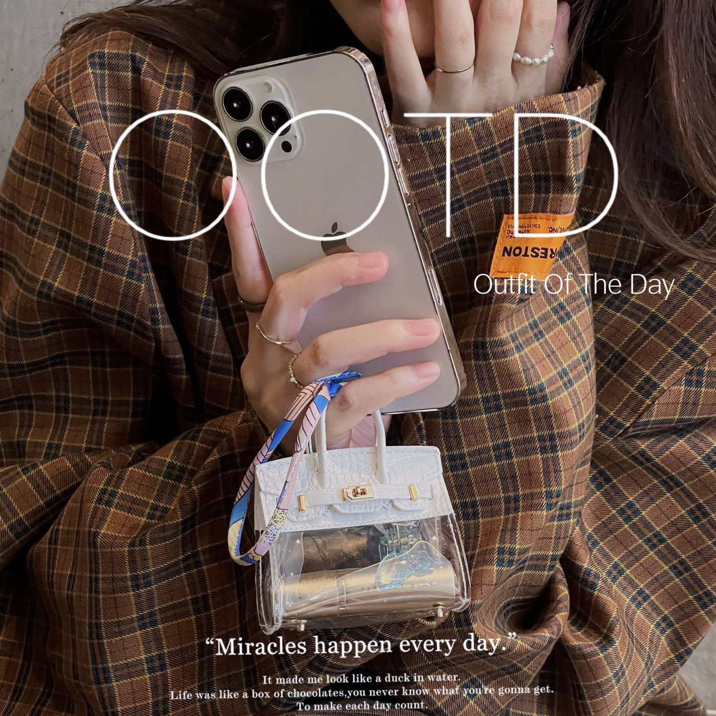 【AIRPODS CASE】透明 ミニバッグデザイン バッグチャーム AIRPODS /AIRPODS PROケース