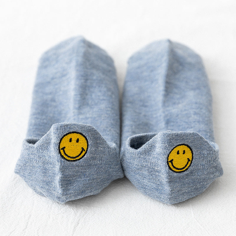 【Socks】可愛いスマイル刺繍レディースソックス