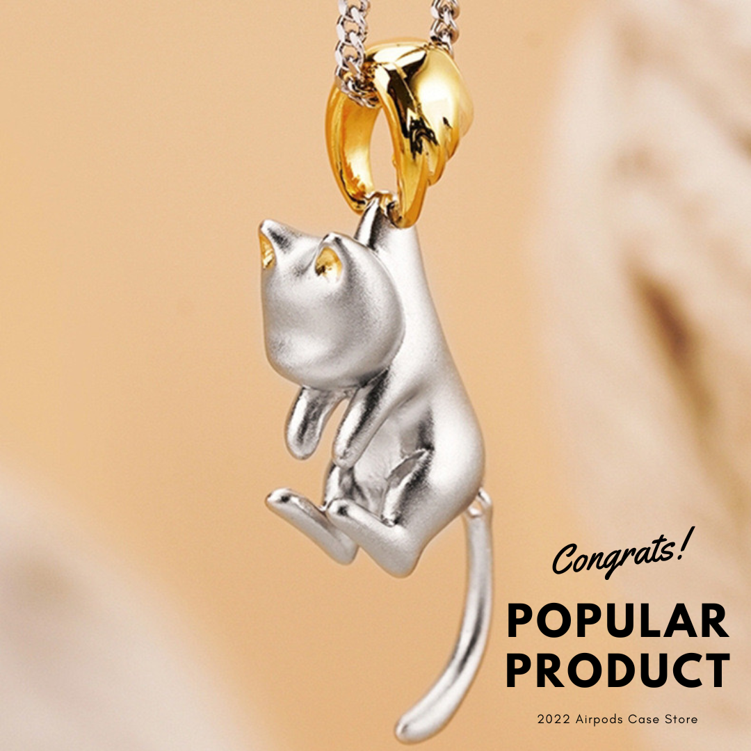 【Necklace】可愛いねこ しっぽが揺れる ネックレス