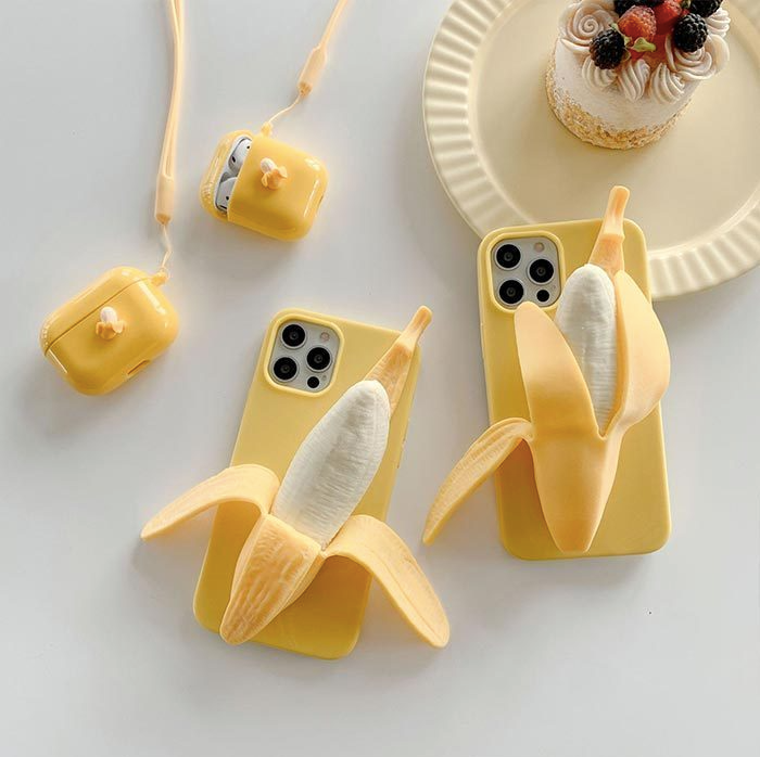 【iPhone Case】本物の立体バナナ リアル スタンド 癒し ストレス解消  滑り止め  iPhoneケース