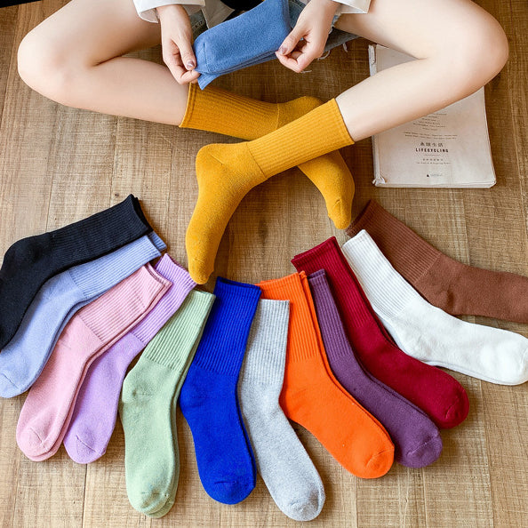 【Socks】シンプル キャンディカラーレディースソックス