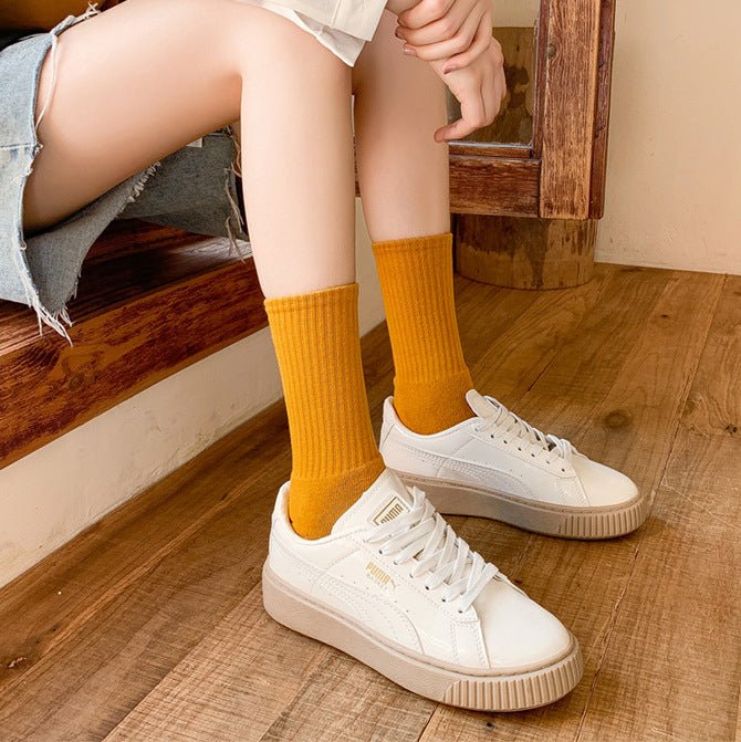 【Socks】シンプル キャンディカラーレディースソックス