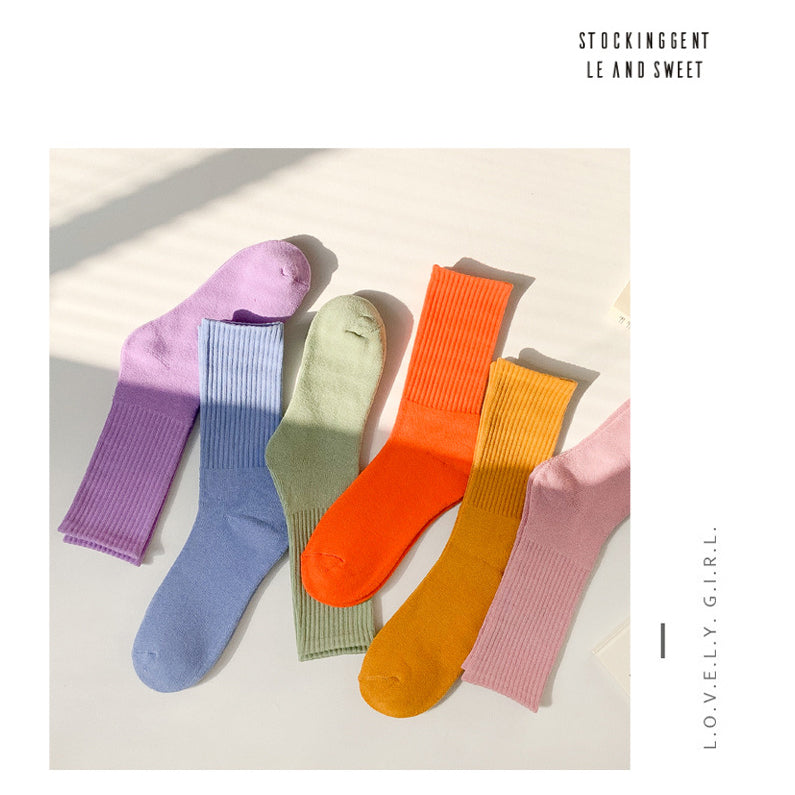 【Socks】シンプル キャンディカラーレディースソックス