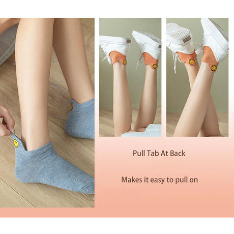 【Socks】可愛いスマイル刺繍レディースソックス