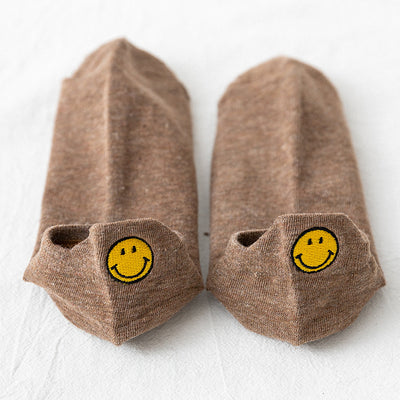 【Socks】可愛いスマイル刺繍レディースソックス