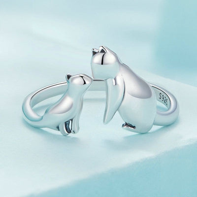 【Rings】可愛いカップル猫 シルバーリング