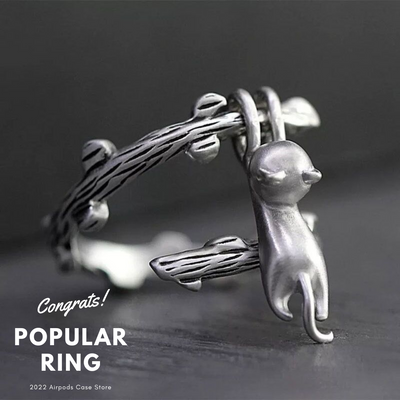 【RINGS】猫ちゃん木の枝シルバーリング