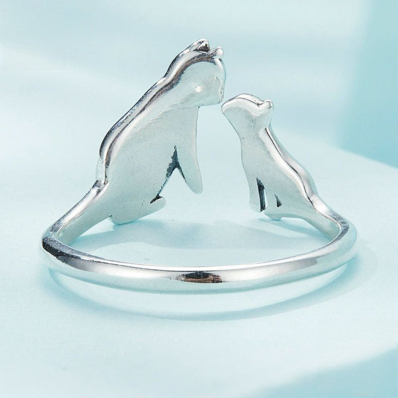 【Rings】可愛いカップル猫 シルバーリング