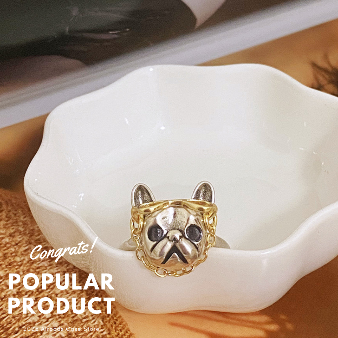 【Rings】可愛い フレンチブルドッグ メガネ 犬 リング