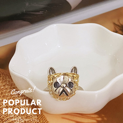 【Rings】可愛い フレンチブルドッグ メガネ 犬 リング