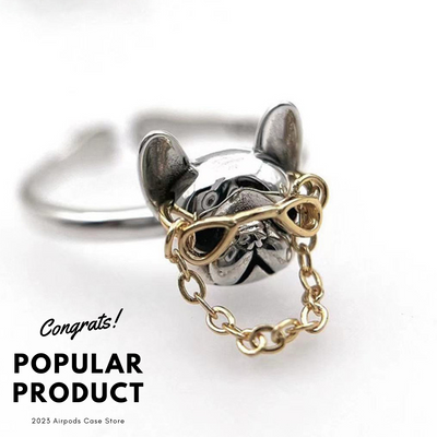 【Rings】可愛い フレンチブルドッグ メガネ 犬 リング