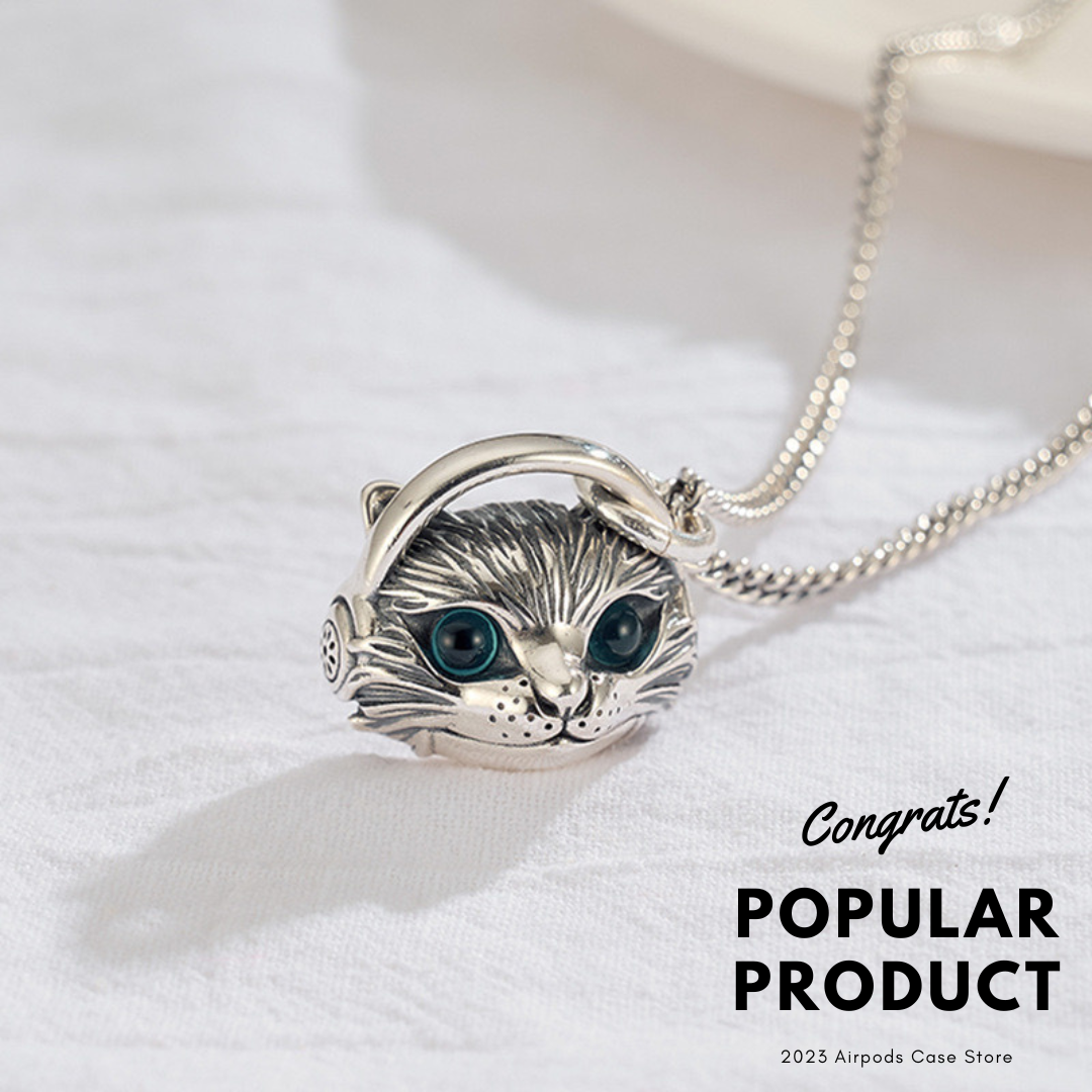 【Necklace】可愛いねこ ヘッドフォン着用 ネックレス