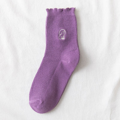 【Socks】可愛いマルチーズ柄レディースソックス