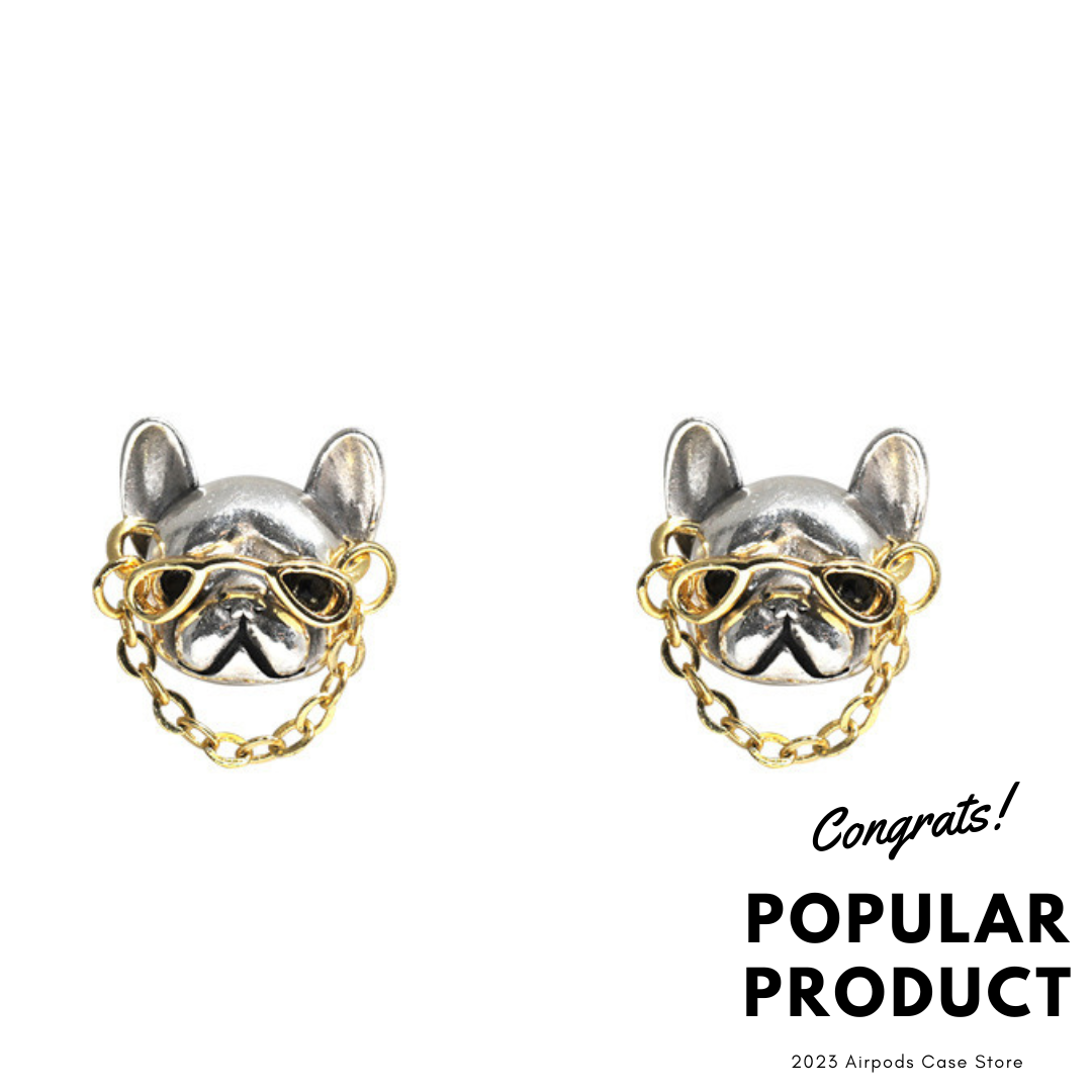 【Earrings】可愛い フレンチブルドッグ メガネ 犬 ピアス