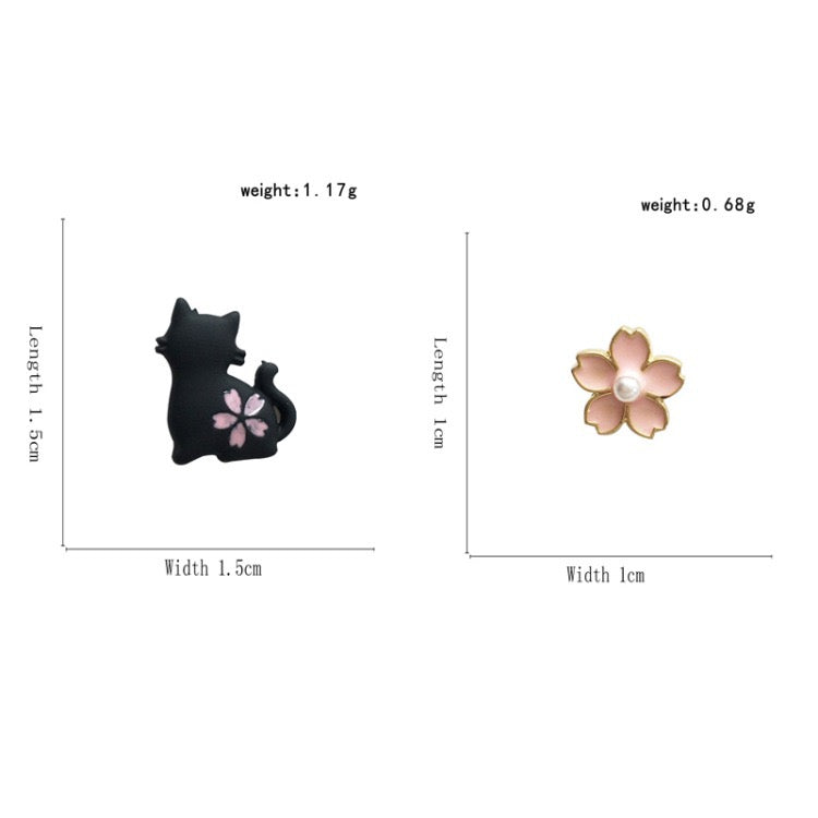 【Earrings】桜と白黒キャットのイヤリング＆ピアス