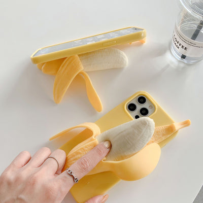【iPhone Case】本物の立体バナナ リアル スタンド 癒し ストレス解消  滑り止め  iPhoneケース