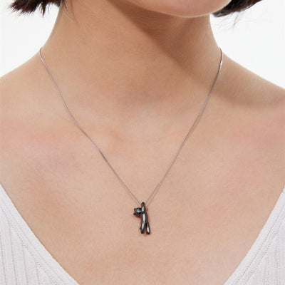 【Necklace】可愛いねこ 黒白猫ネックレス