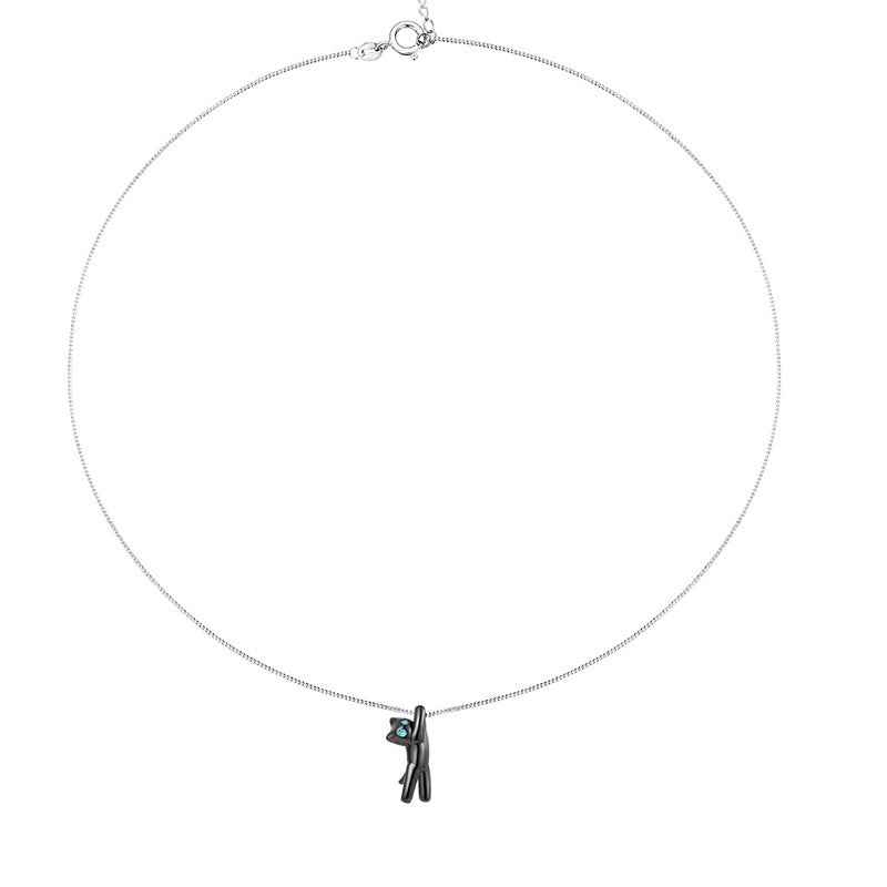 【Necklace】可愛いねこ 黒白猫ネックレス