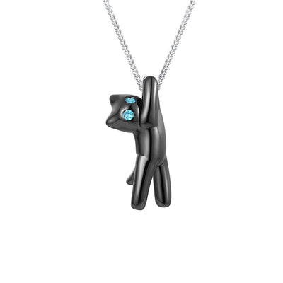 【Necklace】可愛いねこ 黒白猫ネックレス