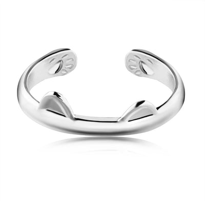 【Rings】可愛い猫耳と手 黒白リング