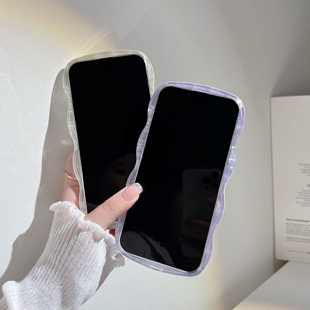 【iPhone Case】人気 カラーフル 透明クリア 6色 ウェーブカット レインボー iPhoneケース