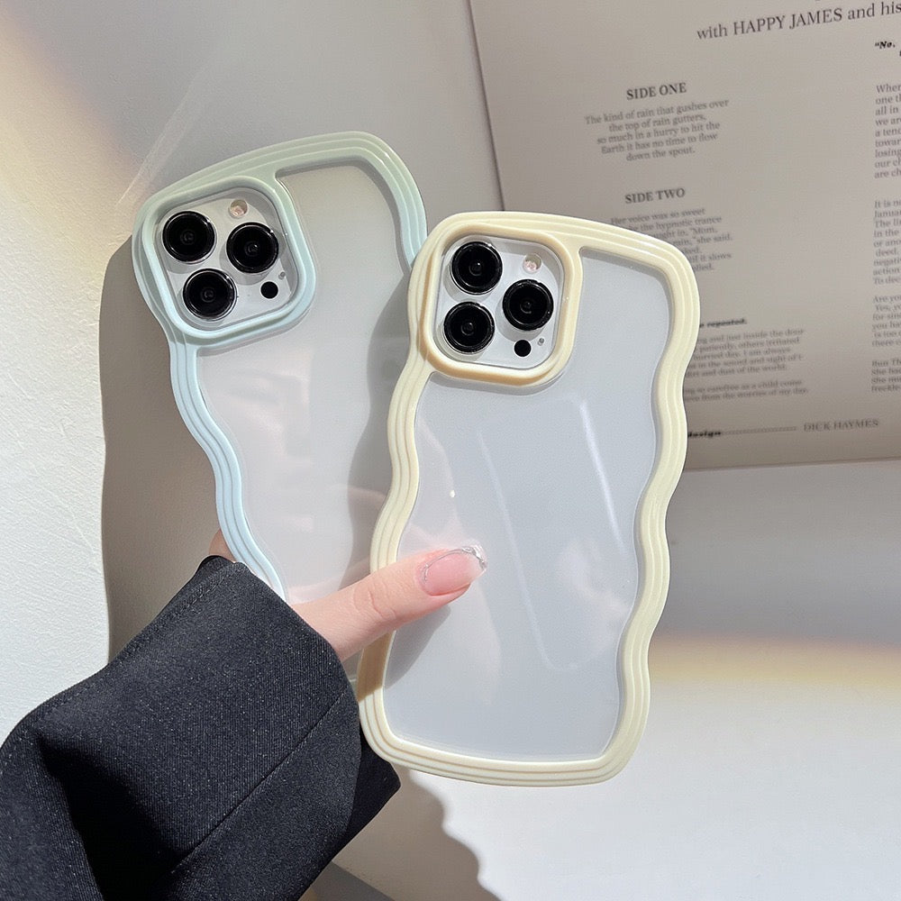 【iPhone Case】人気 カラーフル 透明クリア 6色 ウェーブカット レインボー iPhoneケース