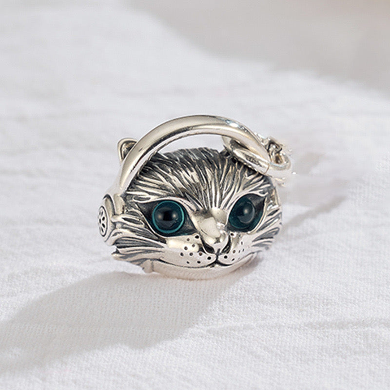 【Necklace】可愛いねこ ヘッドフォン着用 ネックレス