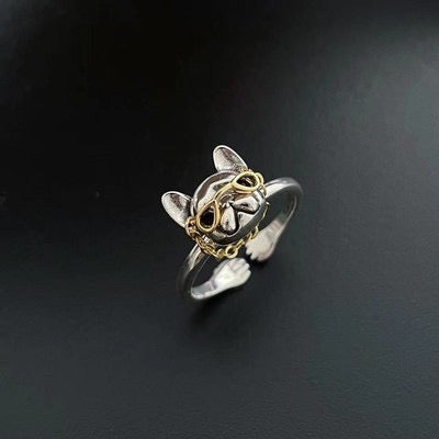 【Rings】可愛い フレンチブルドッグ メガネ 犬 リング