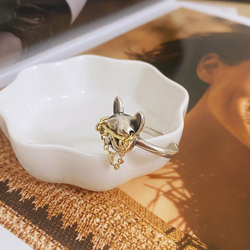 【Rings】可愛い フレンチブルドッグ メガネ 犬 リング